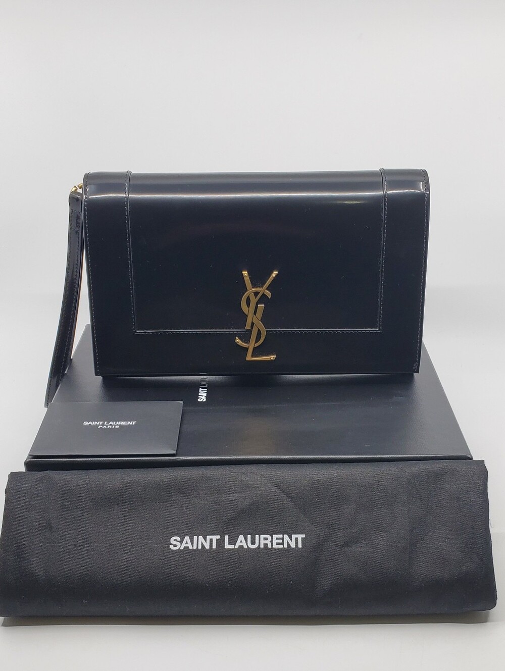 YSL Patent Leather Cassandre Clutch